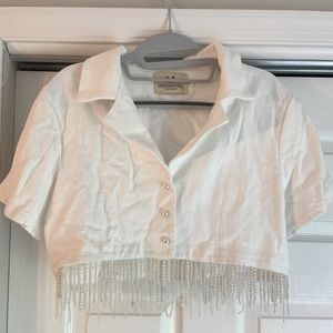 Fashion Brand Company White Beaded Crop Top